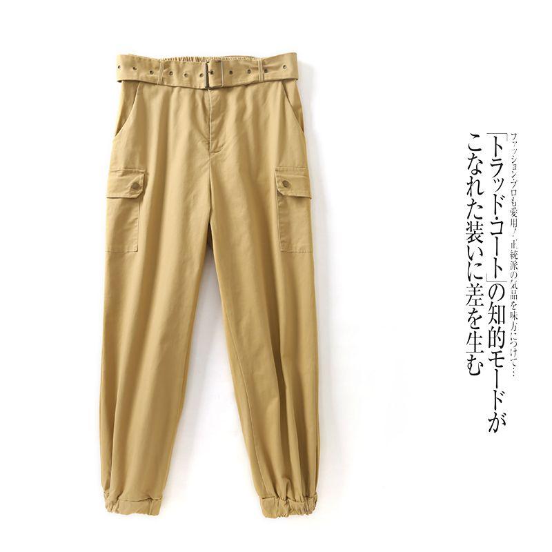 Casual Working Pants Spring New Arrival Export Couple Loose Half Elastic High Waist Zipper Button Pocket Trousers 27314