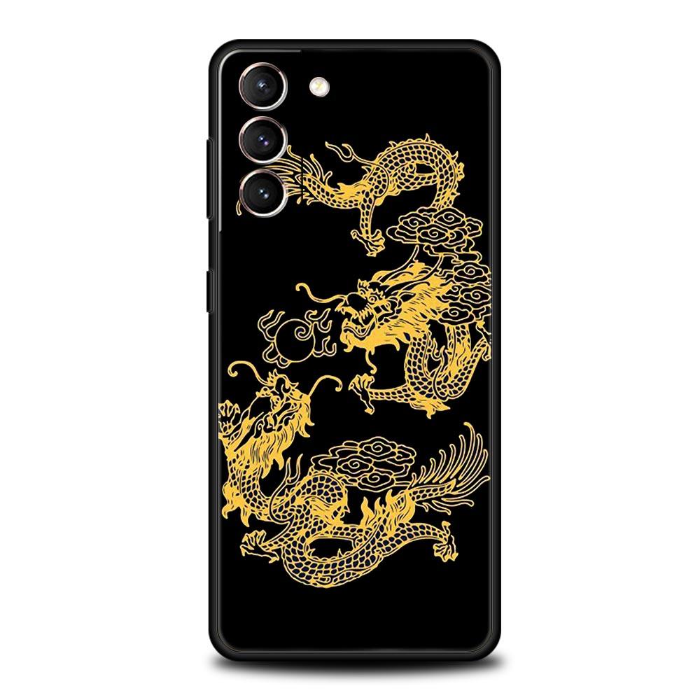 Phone Case For Samsung Galaxy S23 S22 Ultra S20 S21 FE 5G S10 S9 Plus S10E S8 Note 10 20 Silicone Black Cover Dragon Fashion