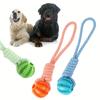 1pc Durable TPR Dog Toy with Rope - Interactive Tug-of-War and Treat Dispensing Ball for Teeth Cleaning