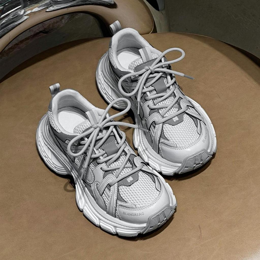 Leather Thick-soled Dad Shoes for Women 2025 New Popular Spring Models Versatile, Lightweight and Soft-soled Breathable Sports and Leisure Shoes
