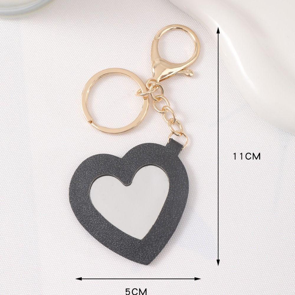 Espelho Cosmético de Coração Trinket Chaveiro com Argola de Chave Maquiagem Mini Espelho Feminino Senhora Menina