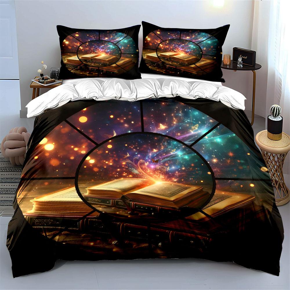 Magical Books Decor Set Soft Comfortable Duvet Cover Bedding Set Included 1*Duvet Cover & 2*Pillowcases, Gift