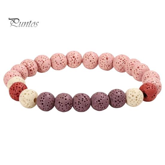 Minimalist Stackable Beaded Jewelry Obsidian Stone Bracelet for Men Women, Colorful Rock Beads Handmade Elastic Stretch Bracelet, Aromatherapy