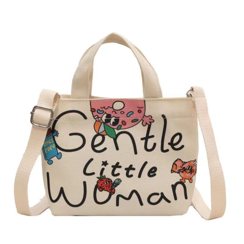 Letter Canvas Bag Diagonal Cross Small Bag New Casual Ins Versatile Mobile Shoulder Bag