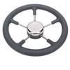 13 Inch Stainless Steel Boat Steering Wheel with Foam Grip 5 Spoke 15 Degree Angle for Boat Yacht