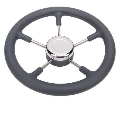 13 Inch Stainless Steel Boat Steering Wheel with Foam Grip 5 Spoke 15 Degree Angle for Boat Yacht