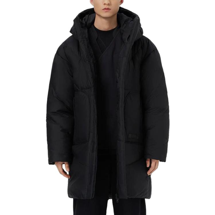 Li Ning Down Jackets Men's Black Hooded Moderate Quilted Down Jacket AYMS141-2