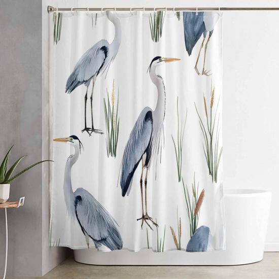 Shower Curtain, 72 x 72 Inches Shower Curtain Liner, Birds Heron in The Water Shower Curtains for Bathroom, Shower Stall & Bathtubs, Waterproof