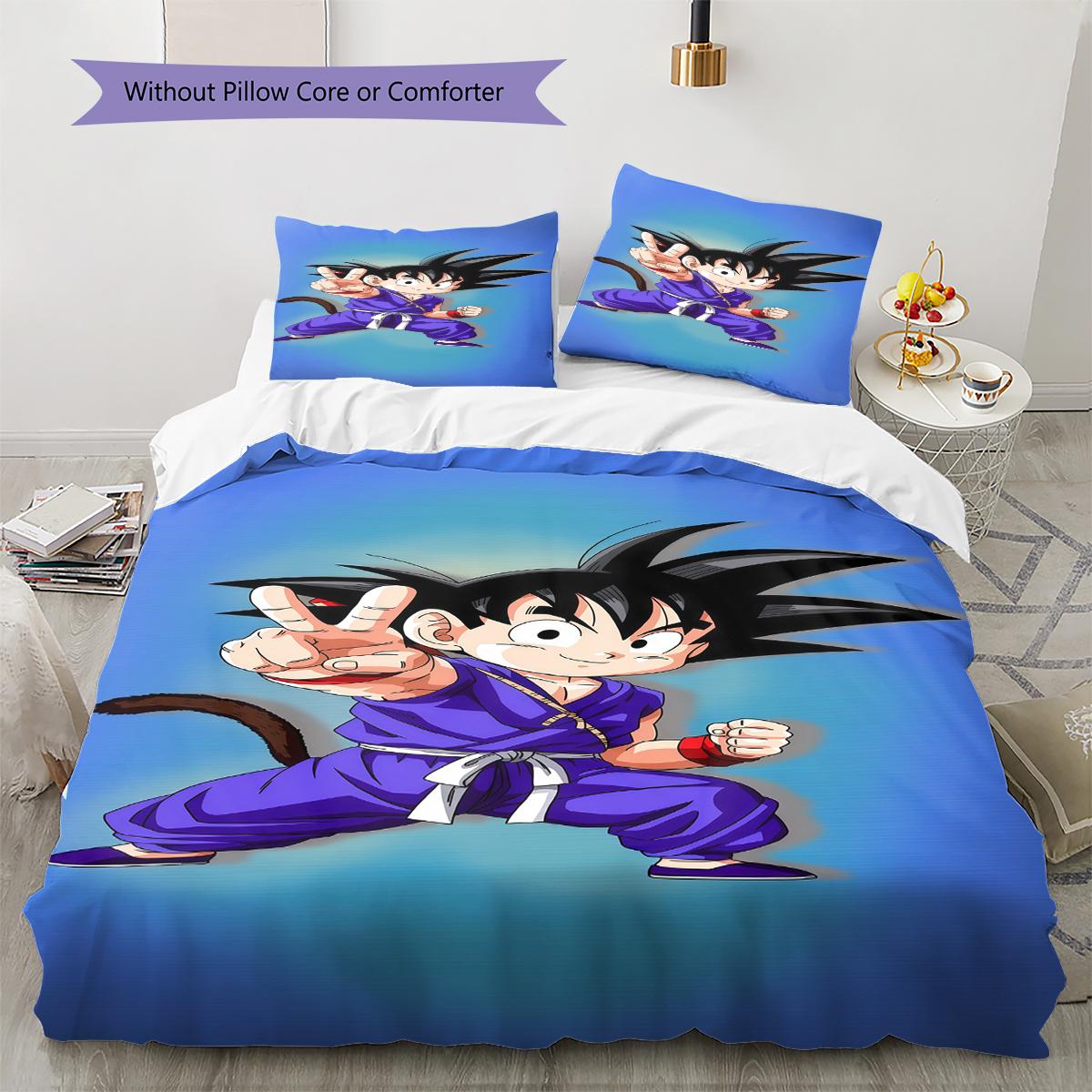 

Son Goku Pattern Bedding,Quilt Set Quilt Cover Pillowcase Home Birthday Gift (1 * duvet cover + 2 * pillowcase, without core) 135x200cm