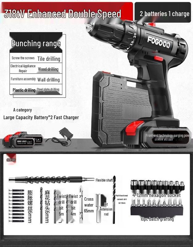 

TURBOSUN 20V Cordless Electric Drill CN plug (adapter included)