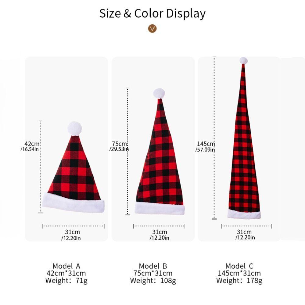 Veselé Vánoce Dekorace Klobouk Santa Clause Kostkovaný Červený Plyšový Klobouk Dárek Vánoční Klobouk Vánoce