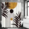 Modern Leaf Arch Sun Shower Curtain, Bathroom Decorative Shower Curtain, Waterproof Shower Curtain with Hooks