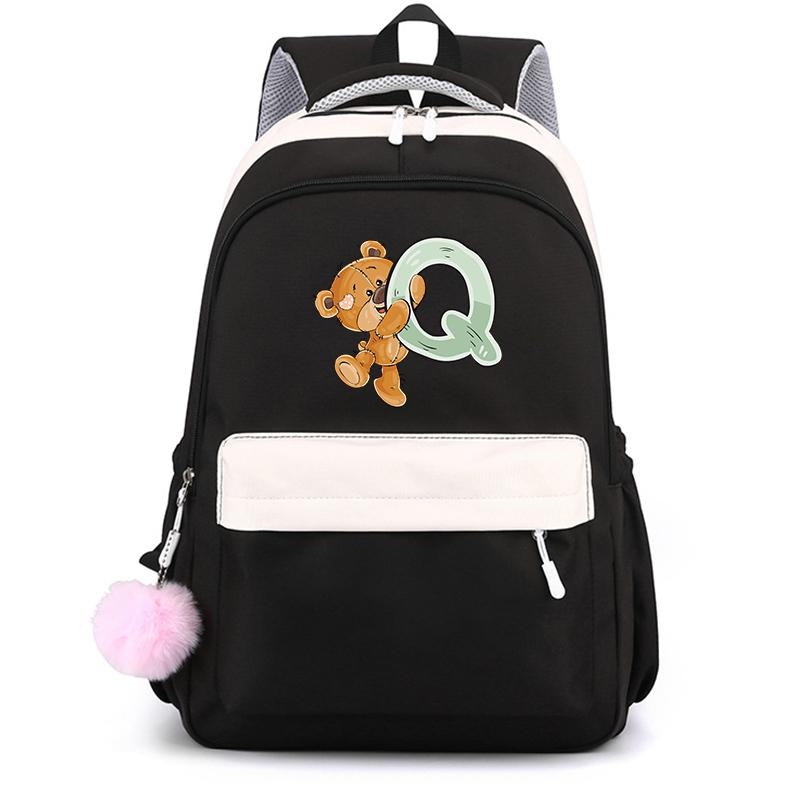 Mały Miś 26 Angielskich Liter Tornister Kawaii Uczeń Tornister Cartoon Bookbag Plecak Mochilas Plecak Nastolatek dla Dziewczynki Prezent