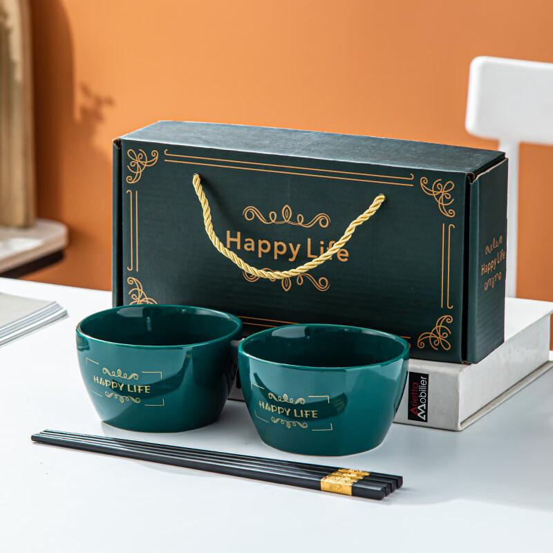 Ceramic Bowl & Chopsticks Gift Set