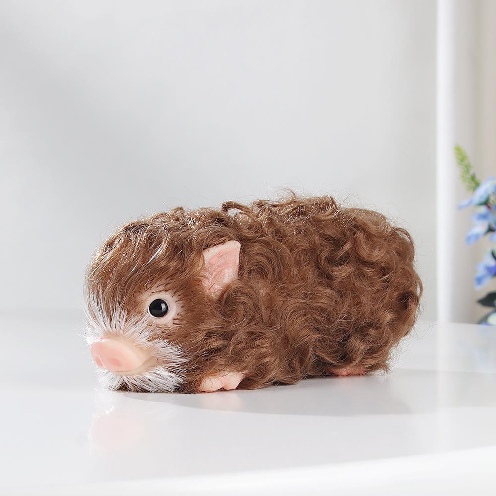 Nuevo Muñeco Animal Cerdo Salvaje Mascota Juguete Marrón Cerdo Rizado Animal Relajante Juguete
