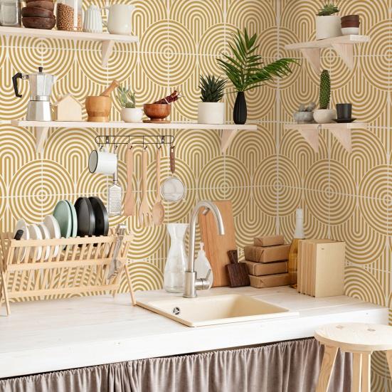 Yousheng 10/20/30/40/50Pcs Boho Wall Tile Sticker Waterproof Geometric Self-adhesive Decorative Decal Home Kitchen Bathroom Vinyl Peel-And-Stick Wall