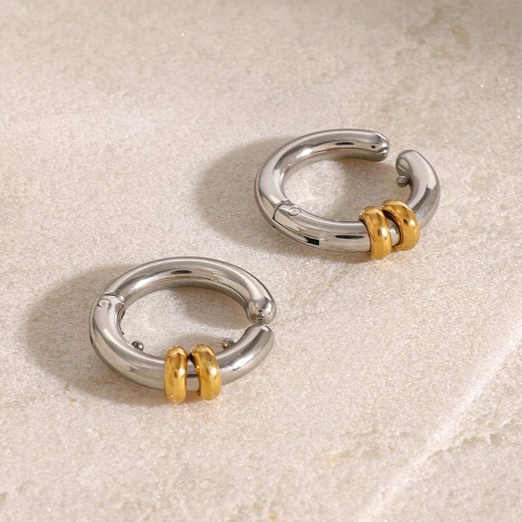 Fashionable Color Block Clip On Earrings No Piercing Needed Comfortable Stainless Steel Ear Cuffs for Women Girls
