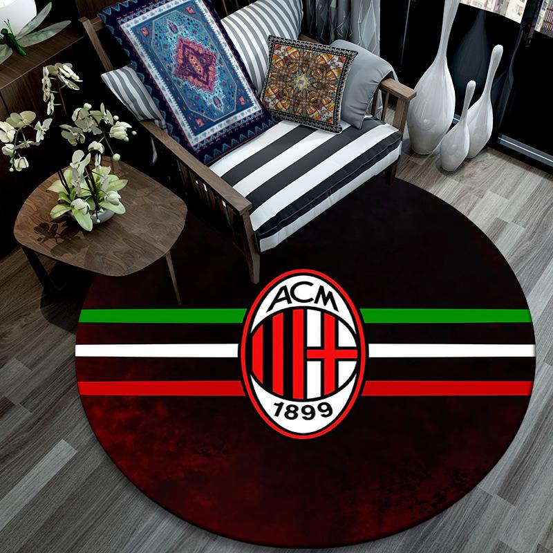 Associazione Calcio Milan2 Round Area Rug,Carpet Rug for Living Room Bedroom Sofa Playroom Decor,Non-slip Floor Mat