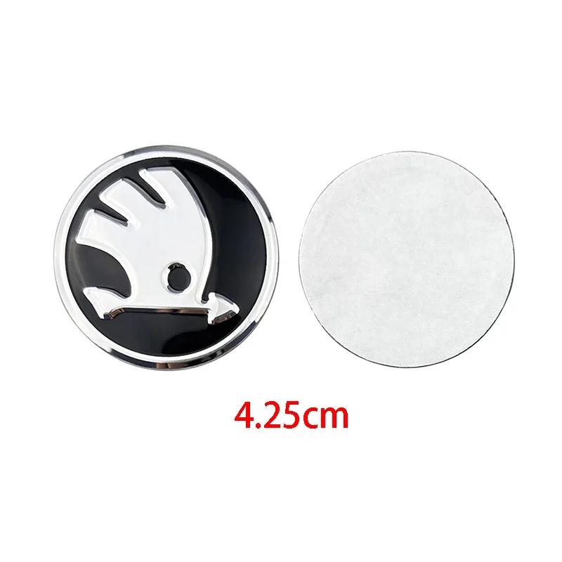AAAAL1 Aluminum Alloy 42.5mm Car Steering Wheel Center Stickers for Skoda Rapid Octavia Fabia 1 2 Karoq Kodiaq Yeti Superb Interior