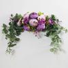 Konstgjord pionblomstergirland med gröna blad Bröllopsfest Båge Blomma Välkomstskylt Dekorativ blomstergirland Dörröverstycke Vägg Fönsterdekor