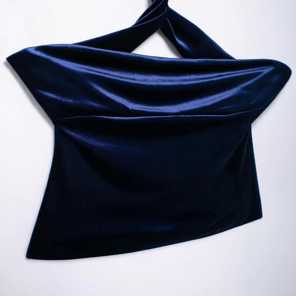 2024 Winter Women's Fashion: Sexy Halter Neck Tencel Velvet Camisole