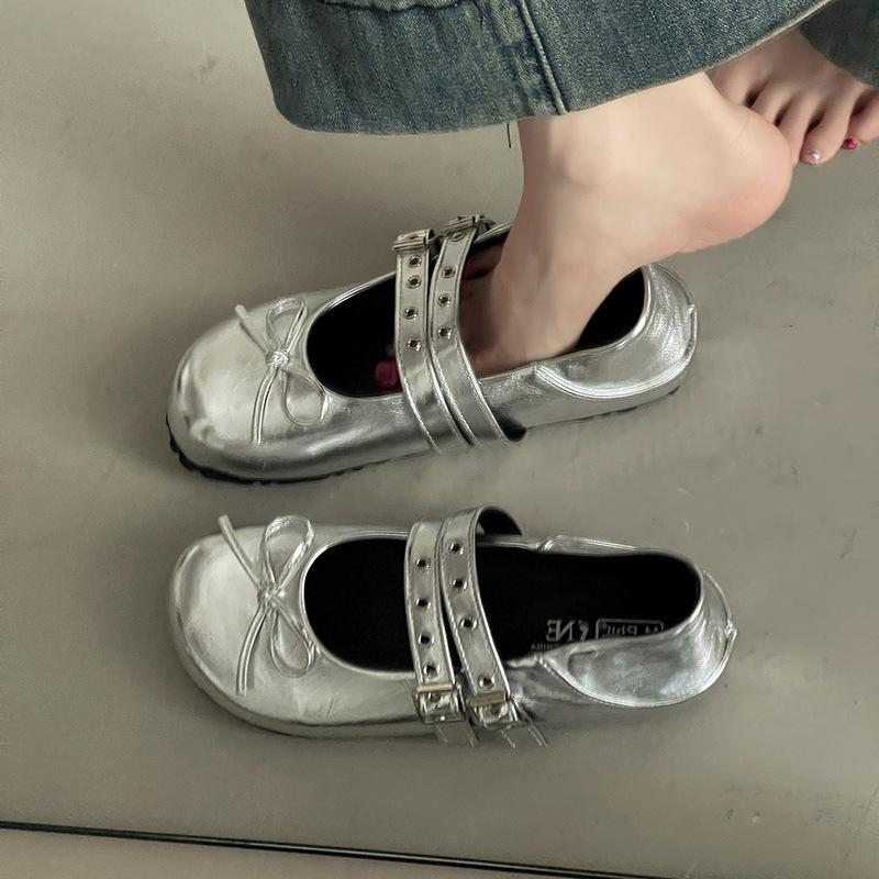 Fashion Versatile Retro Ballet Mary Jane Women's Shoes 2025 Summer Retro Small Leather Shoes Women's Flat Shoes Soft-soled Shoes