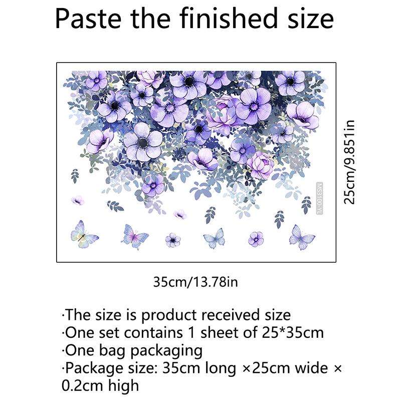 Purple Vine Flowers Wall Sticker Bathroom Toilet Decor Living Room Cabinet Home Decoration Decals Beautify Self Adhesive Mural