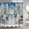 Winter Christmas Shower Curtain Funny Snowman Xmas Trees Fireplace Truck Forest Snowy Scene New Year Holiday Home Bathroom Decor