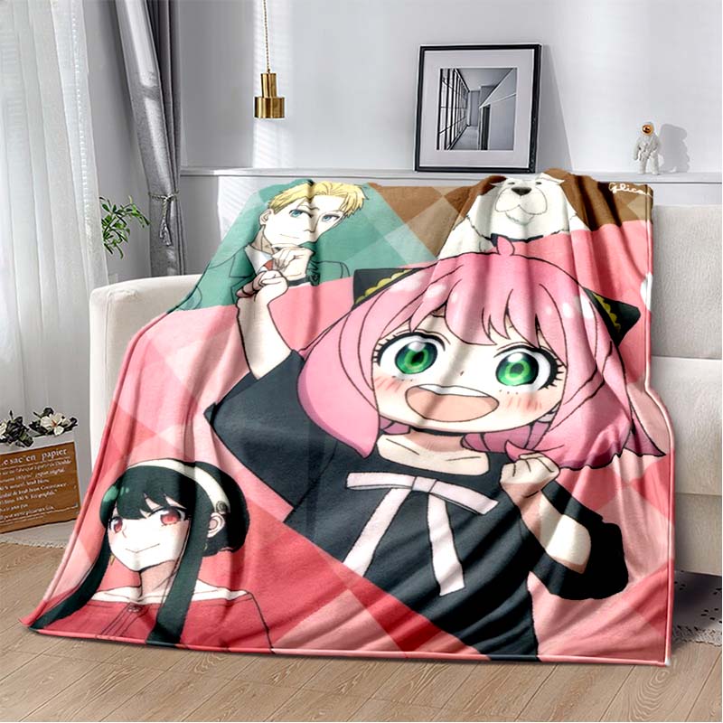 Spy x family cartoon and anime Print Flannel Blanket Ultra Soft Warm Throw For Bedroom Living Room Indoor Home Holiday Gift