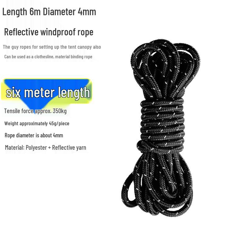 Reflective Wind Rope for Camping Tents - 4mm & 6mm Guy Rope