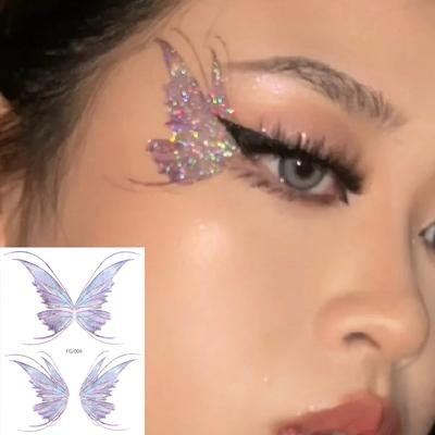 Tatuaggi temporanei a farfalla glitterata, adesivi per il viso per festival musicali, feste, trucco da principessa