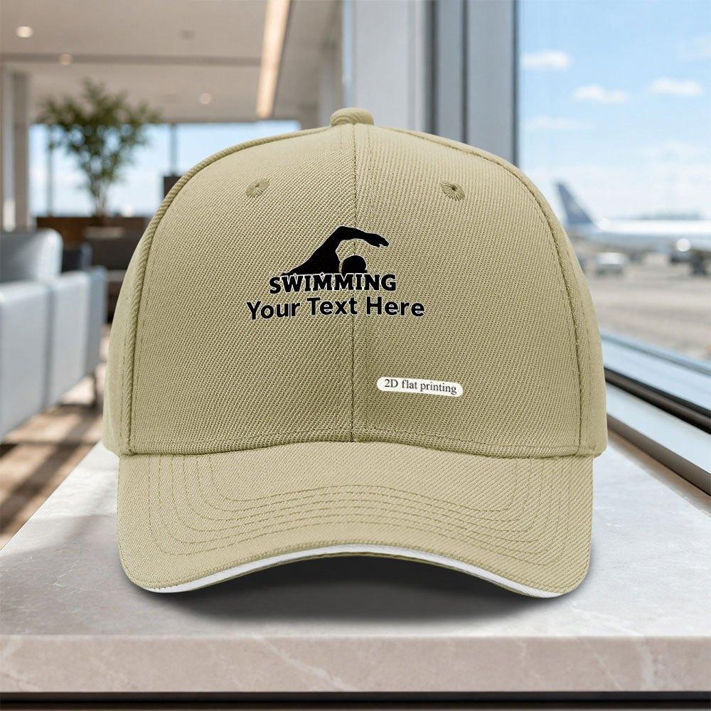 Adjustable Swimming Print Sandwich Cap Lightweight Unisex Hat For Outdoor Weddings Parties