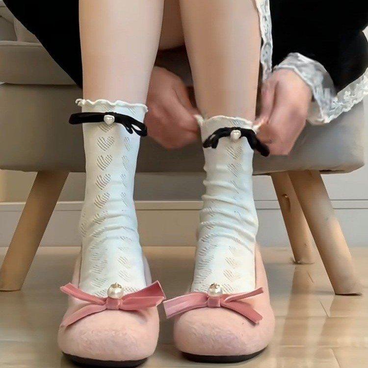 French pink bow inner height increase Mary Jane shoes women's 2025 spring new versatile skirt light mouth single shoes