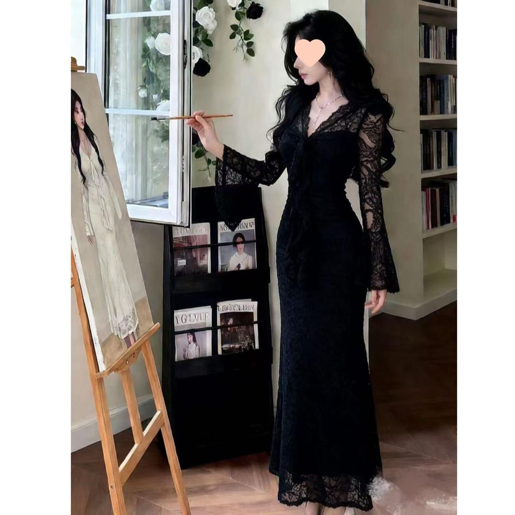 Elegant French Lace Tight-Fit Dress for Women - Autumn 2026 Collection