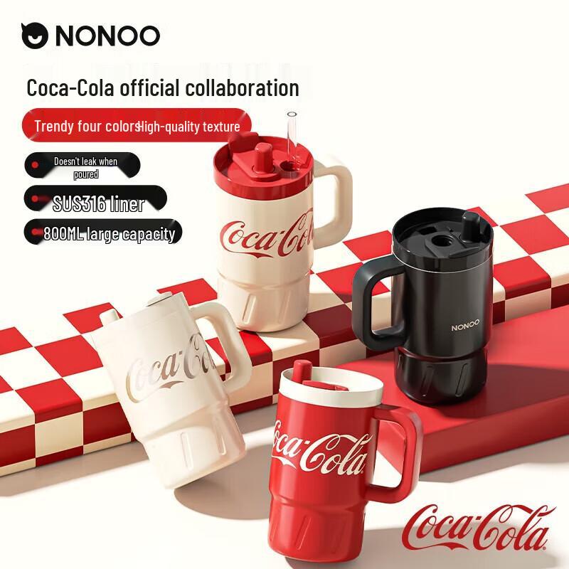 NONOO Coca-Cola Dual-Drink Insulated Straw Bottle 800ml