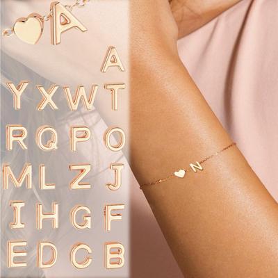 Armband mit Herz-Anfangsbuchstaben, personalisiertes Monogramm-Armband, 1 Stück