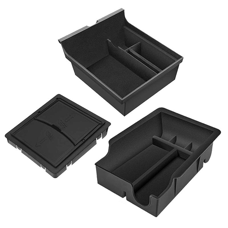 Car Central Armrest Console Box Suede Storage For Tesla Model 3 Y 2021-2023 Armrest Hidden Drawer Storage Box Accessories