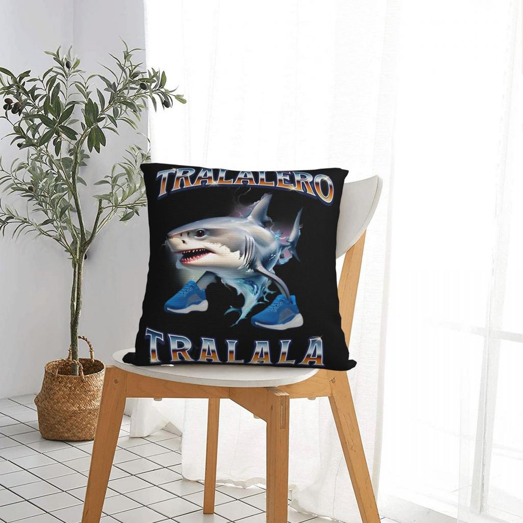 Tralalero Tralala Throw Pillow Cover Throw Pillow Italian Brainrot Meme Custom Pillowcase