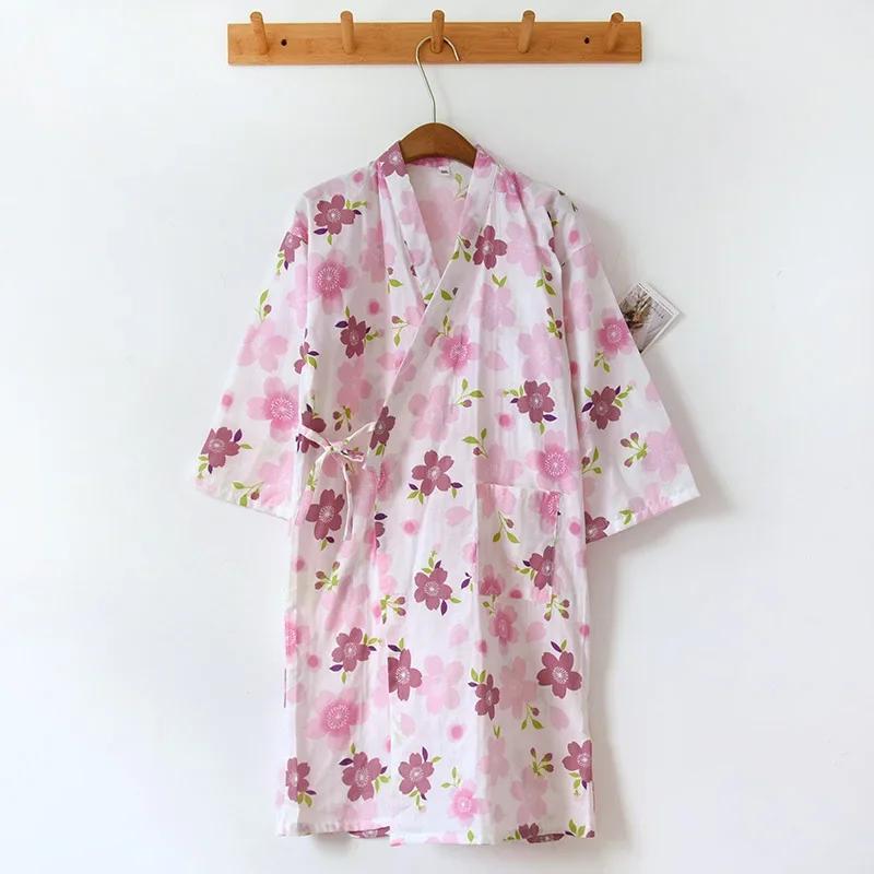 Ladies Cotton Kimono Bathrobe Loose Homewear Pajamas Robes for Women Multi Colors Printed Cardigan Sleep Wear Womens Robe