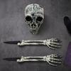 Halloween Skeleton Hands Bones Yard Stakes Set, Outdoor Lawn Graveyard Haunted House Party Prop