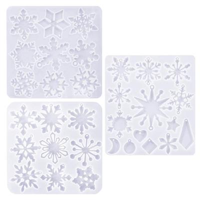 Christmas Resin Molds Handmade Snowflake Christmas Decorations for Earrings Keychain Hanging Pendant Jewelry Making Tool