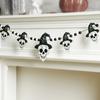 Halloween Skull Garland with Witch Hat - Black & White Beaded Hanging Ornament Living Room Wall Decoration for Fireplace & Party