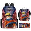 3Pcs Set NARUTO Anime School Backpack with Front Pocket, Lunch Bag & Pencil Bag, Lightweight & Durable for Boys & Girls Age 4-10