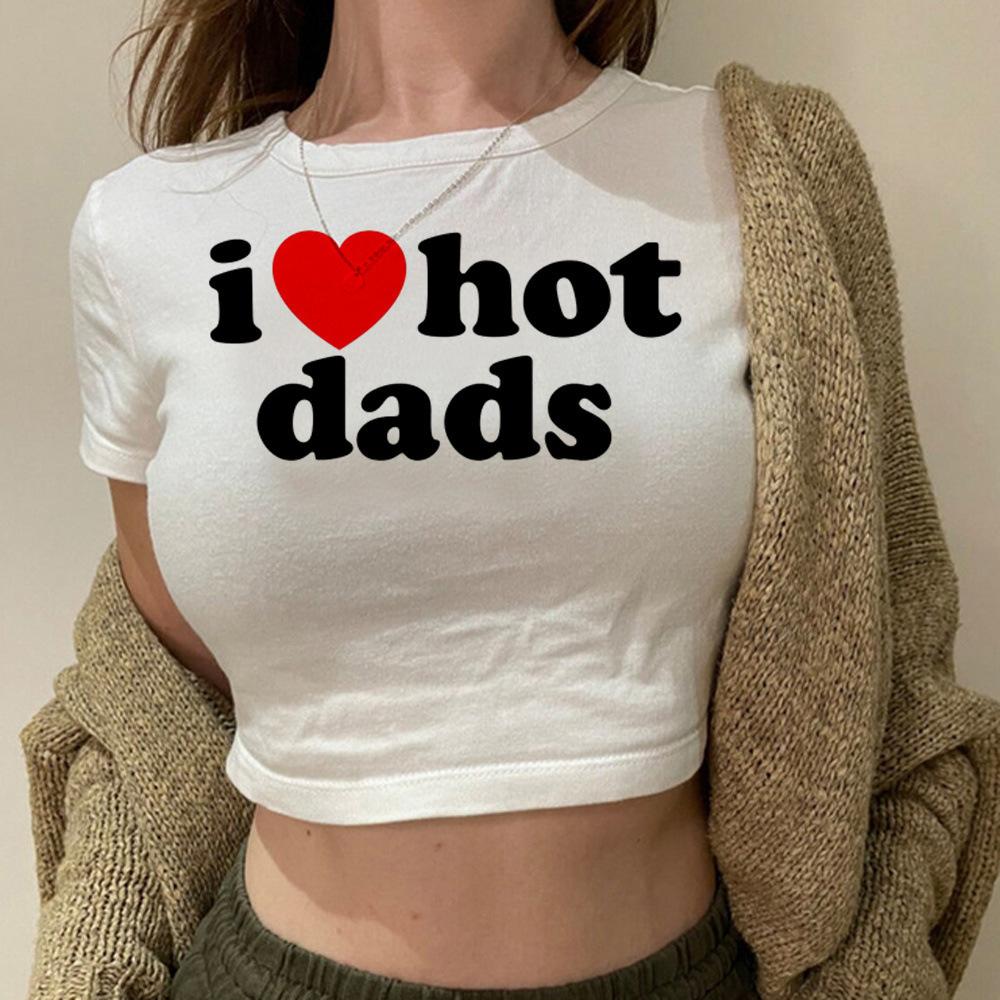 European and American women's clothing spring and summer new ins letter I love ME printed short slim-fitting short-sleeved T-shirt