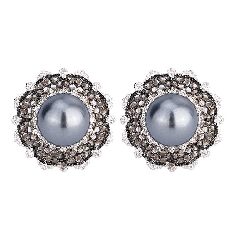 Jewelry Copper Bottom Gray-Plated Pearl Retro Brushed Set 12-10Mm