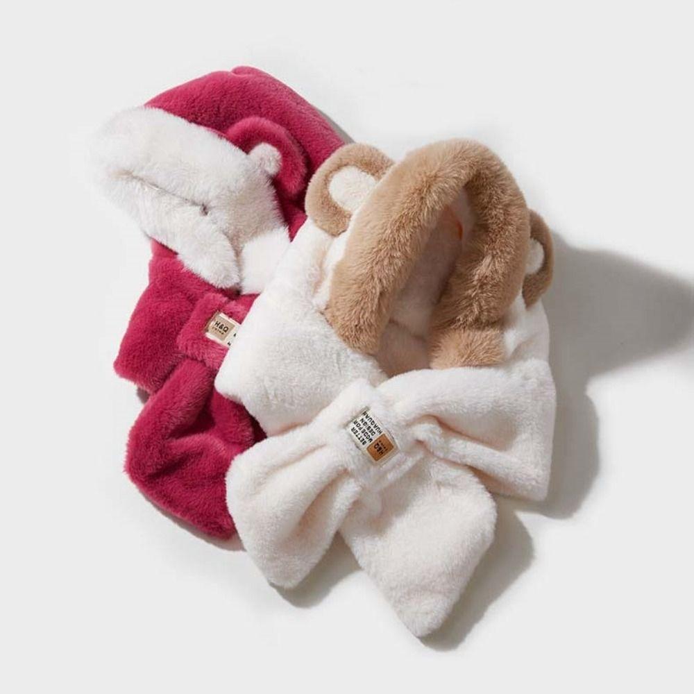 Cute Fluffy Hats Glove Sets Lei Feng Hat Plush Bear Hat Winter Earmuffs  Cold Weather