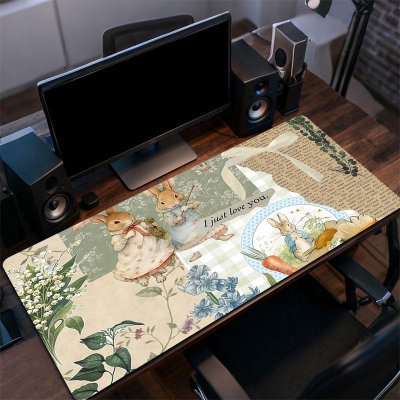 Peter Rabbit Mouse Pad, Large Gaming Desk Mat, Non-slip XXL Mousepad for Laptop & Tablet, Mini PC Playmat with Stitched Edges