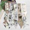 Ribbon Ink Painting Silk Scarf Long Ancient Hair Band Elegant Ribbon Headband  Lady