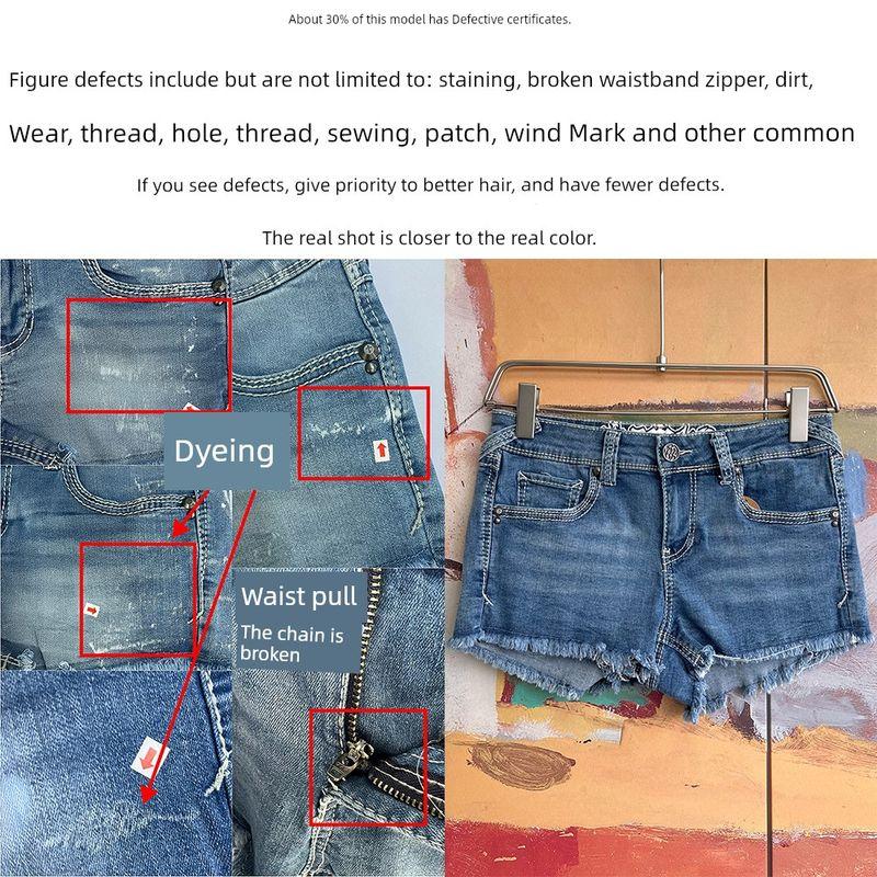 

Foreign Trade Original Order Nin * Thhallalyssiashortie Retro Distressed Embroider Denim Shorts Blue 4