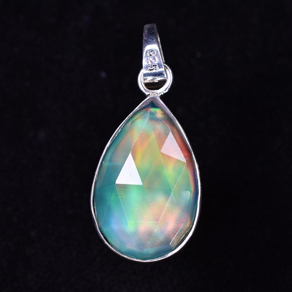 Natural Opal Pendant 925 Sterling Silver Gems 20ct Pear October Birthstone for Gem Collections